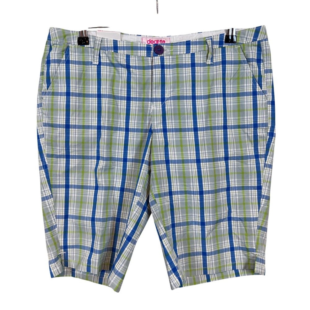 NWT Steve & Barrys Plaid‎ Shorts Blue Green White Size 4 Dear Abby Vintage Y2K
